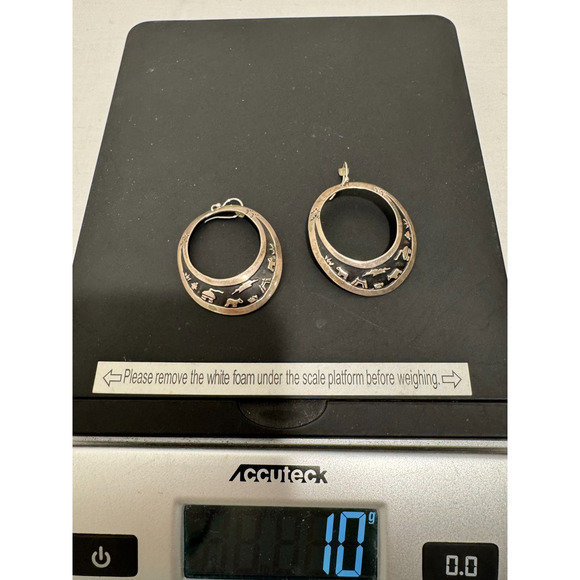 Navajo Earrings Singer 925 Silver Dangle Pictograph Native American Signed - Picture 6 of 8